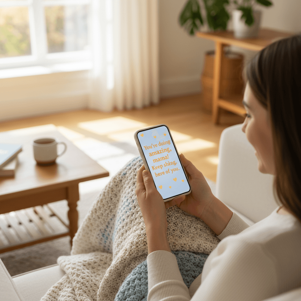 Phone showing supportive message