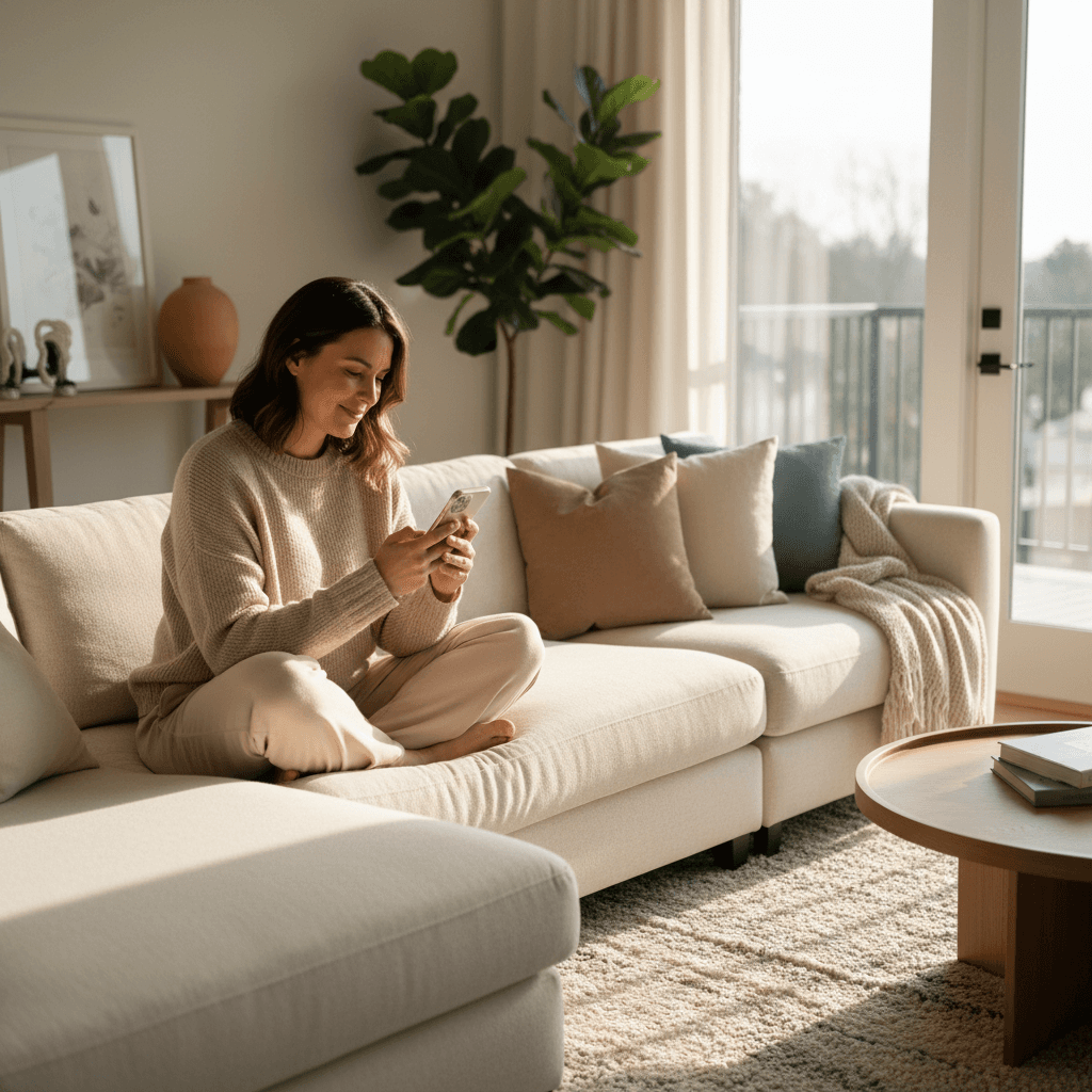 Mother finding support and calm through digital tools